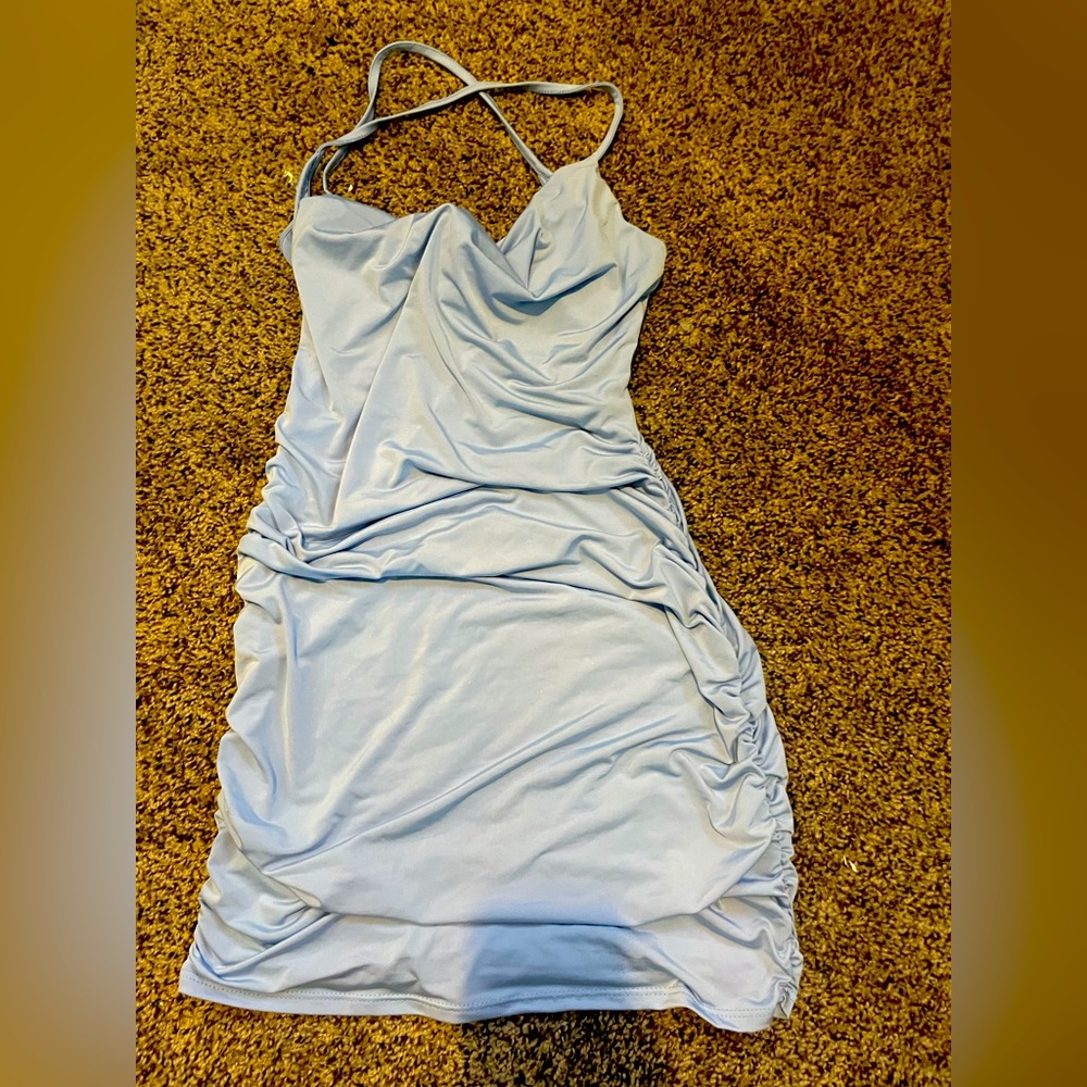 Windsor baby blue satin dress